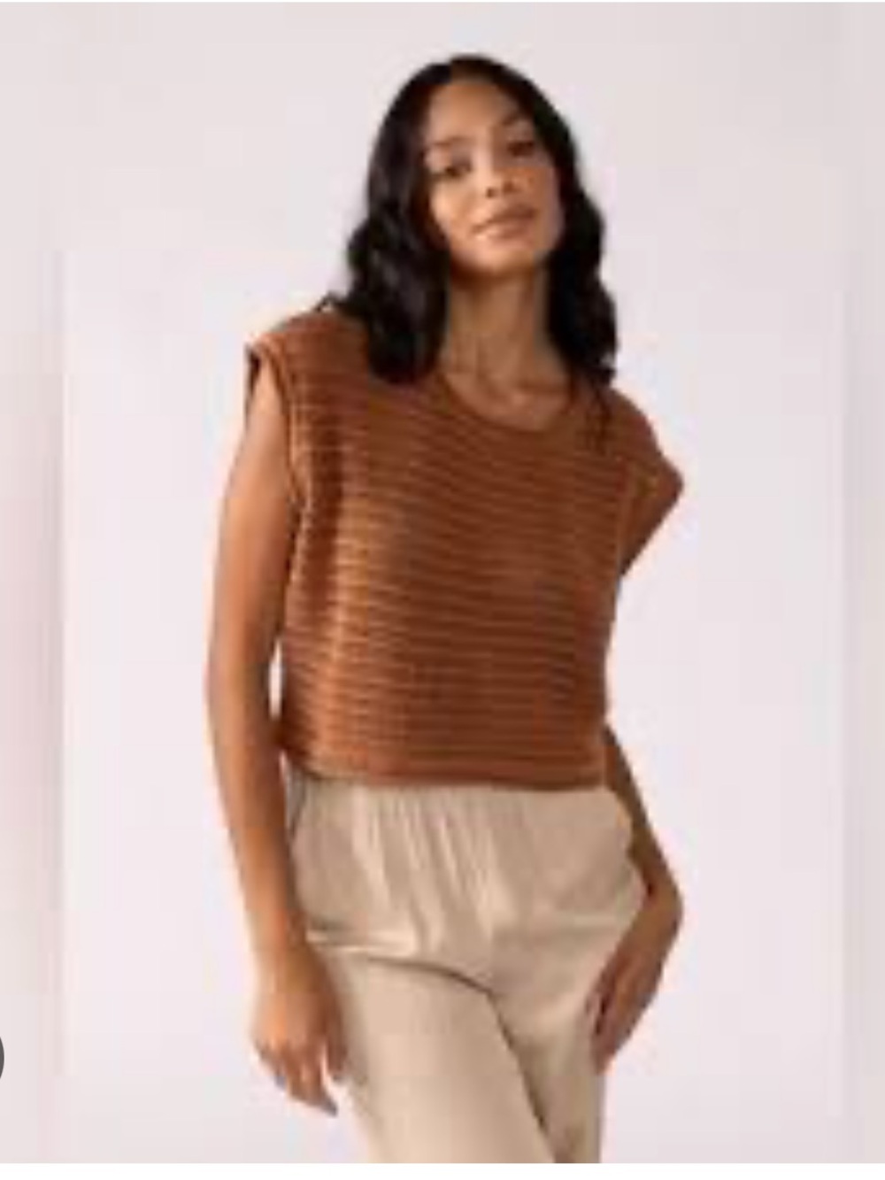 Z Supply Brown Quincey Brown Boxy Sleeveless sweater